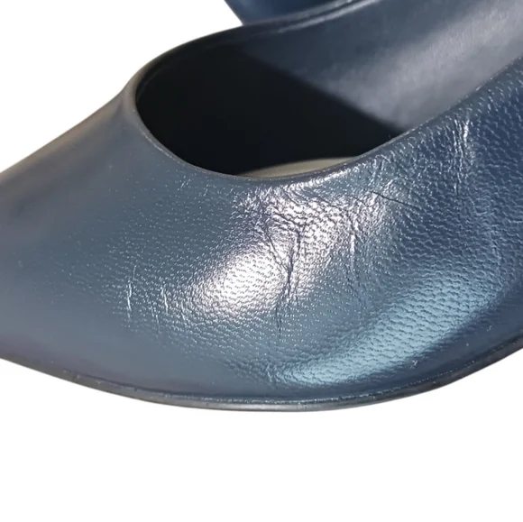SOLD Franco Sarto Racer Pump Navy Block Heel - Picture 10 of 16